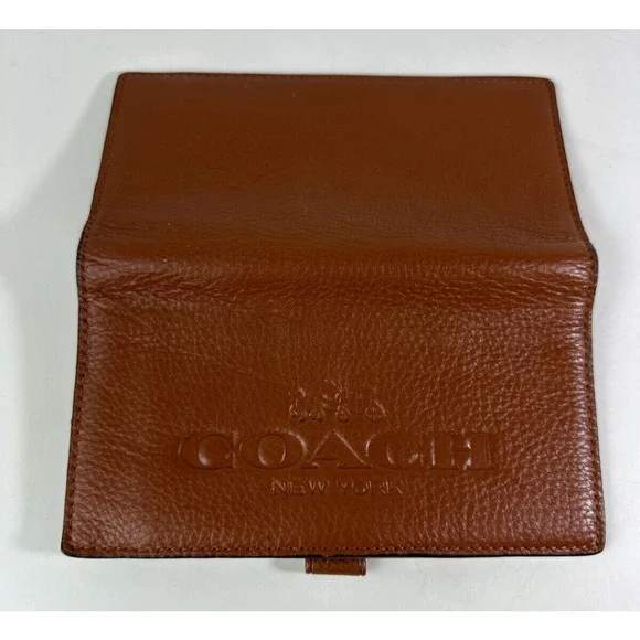 Coach Checkbook Wallet Classic Horse & Carriage Chestnut Brown Pebbled Leather - Picture 2 of 9